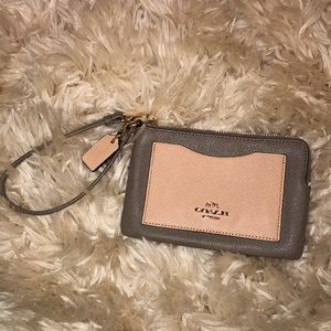 NWOT Pink and Gray Coach Wristlet